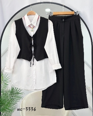 Picture of Western Fashion Ladis Stitched Co-ord set Tops and Pant Vangchur Fabric dress for women - Black