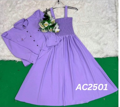 Picture of Readymade Unique  Western Fashion Ladis smoky shirt Gown garments Georgette style dress for women - Purple