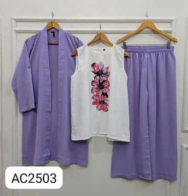 Picture of Western Fashion Ladis Stitched Co-ord set Tops Inner and Pant Georgette Fabric dress for women - Purple