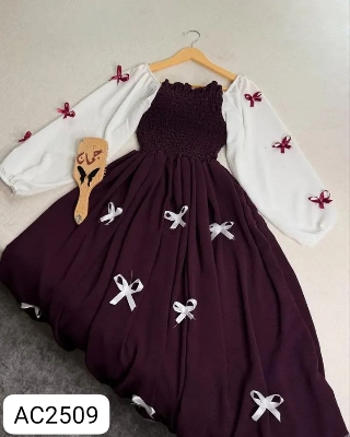 Picture of Readymade Unique  Western Fashion Ladis smoky Gown Georgette style dress for women - Kaliza