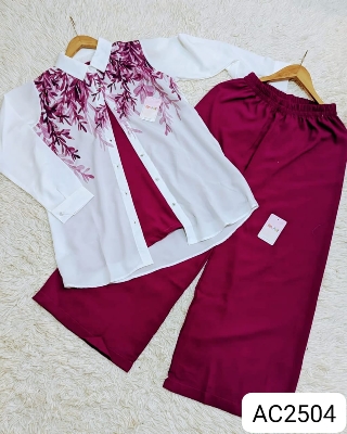 Picture of Western Fashion Ladis Stitched Fancy 2piece collection set Tops and Pant Fabric Garments Georgette  dress for women - Maroon