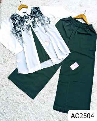 Picture of Western Fashion Ladis Stitched Fancy 2piece collection set Tops and Pant Fabric Garments Georgette  dress for women - Green