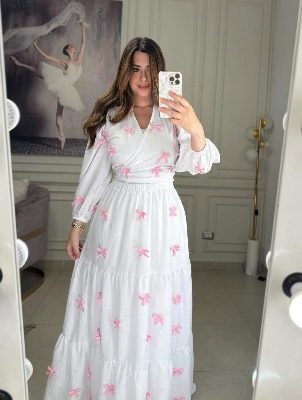 Picture of Western Fashion Ladis Stitched Fancy collection Tops and Skart Fabric Georgette for women - White