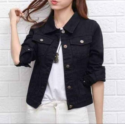 Picture of Women Fashionable Black Color trending Jeans Jacket - Denim Jacket - Black