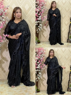 Picture of Exclusive Design Clasic রেডিমেড শাড়ি কালেকশন Ammujan frbric Saree for women - Black