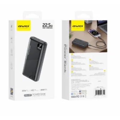 Picture of Awei PA-37 22.5W PD 20000mAh Fast Charging Digital Display Power Bank - Black