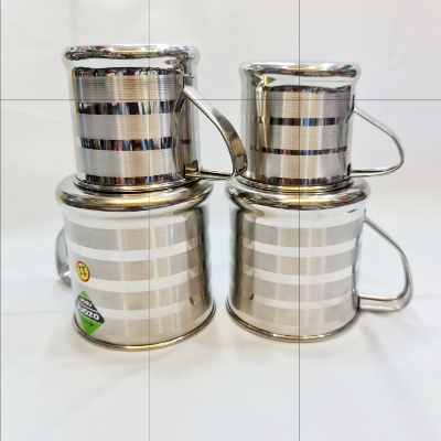 Picture of 4Pcs Drinking Mug Eco-friendly Handle Design Stainless Steel Water Tea Storage Non Magnetic Pure Stainless Steel Glass/mugs