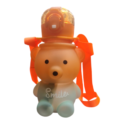 Picture of Cute Cartoon panda Children Straw Bottle Portable Leakproof Antichoking Water Cup 600ml Large Capacity Baby Infant Learning Training Drinking Bottle School flag.