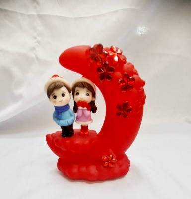 Picture of GIFT Romantic Couple Statue with moon Showpiece Gift for Valentine, Birthday, Anniversary and Home Décor