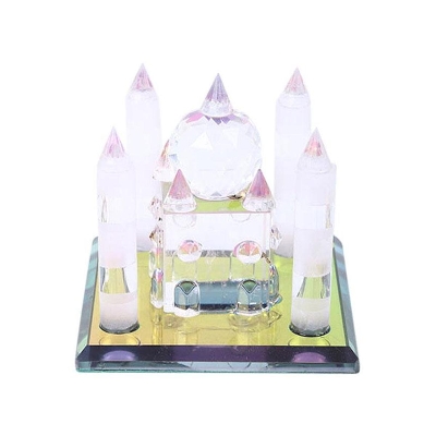 Picture of Glass Taj Mahal Showpiece - White and Yellow Decorative Home Decor