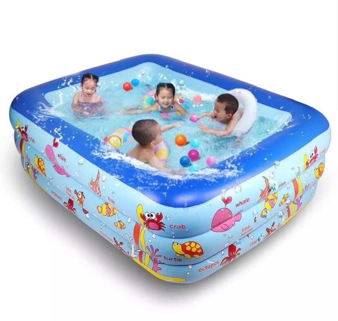 Picture of Inflatable Bath Tub - Sky BlueKids Baby Children lInflatable Swimming Pool Bath Tub Portable Outdoor Summer Water Fun Play Toy : Length-120Cm, Width-90Cm, Hight-36Cm(4.5 Feet /3 Feet)