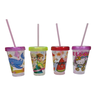 Picture of Juice Jar Hello Kitty Frozen Mermaid Design Slipper Plastic Acrylic with Straw Juice Pot Baby Juice Glass New Design
