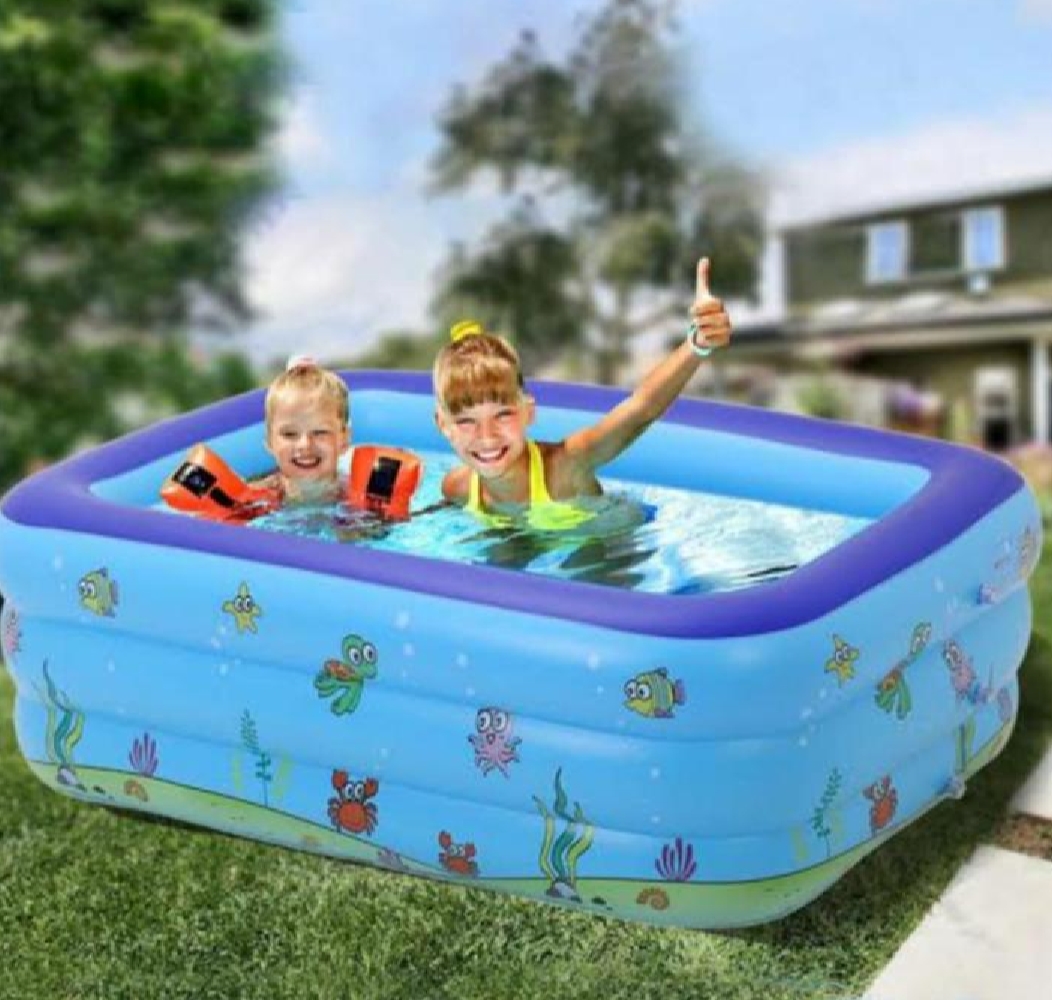 Picture of Kids Baby Children lInflatable Swimming Pool Bath Tub Portable Outdoor Summer Water Fun Play Toy ( 120cm 4.5 Feet /3 Feet)