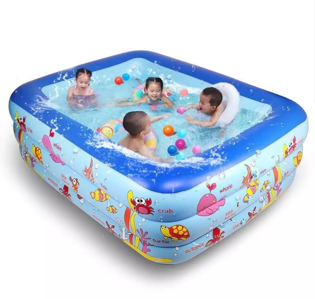 Picture of Kids Baby Children lInflatable Swimming Pool Bath Tub Portable Outdoor Summer Water Fun Play Toy (4.5 Feet /3 Feet)