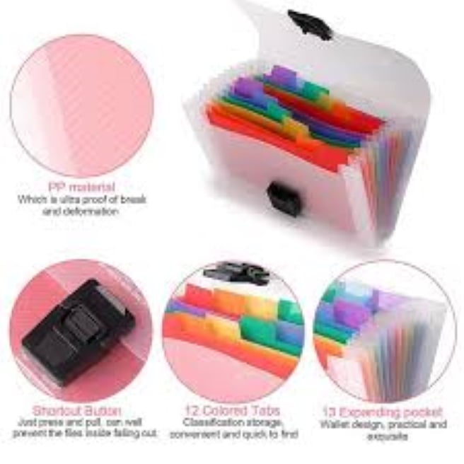 Picture of LQ Industrial Mini Document File A6 Rainbow Expanding File Folder 13 Pocket File Organizer for Storage Invoice, Receipt Information, Cards, Coupon