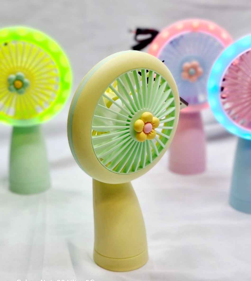 Picture of NEW Portable mini rechargeable travel fan for indoor and outdoor use Premium Quality - Rechargeable Folding Fan With LED Light- Signifying Quality