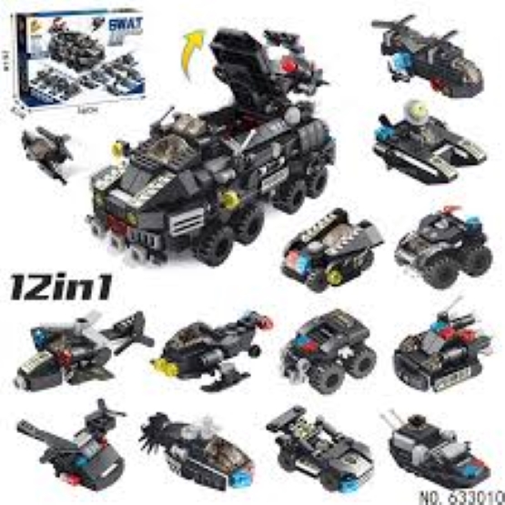 Picture of Palos 572 Pcs Military Armored Car 12 in 1 City Building Block for Kids 25 Play Style