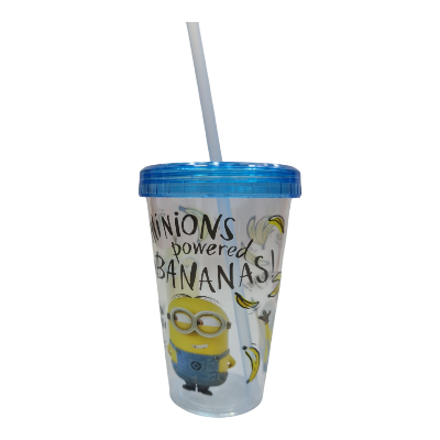 Picture of Spider-Man minion watermelon juice jar Royal colour for boys kids new design  juice jar  fruit great Slipper plastic acrylic with Straw juice pot Baby juice glass new design