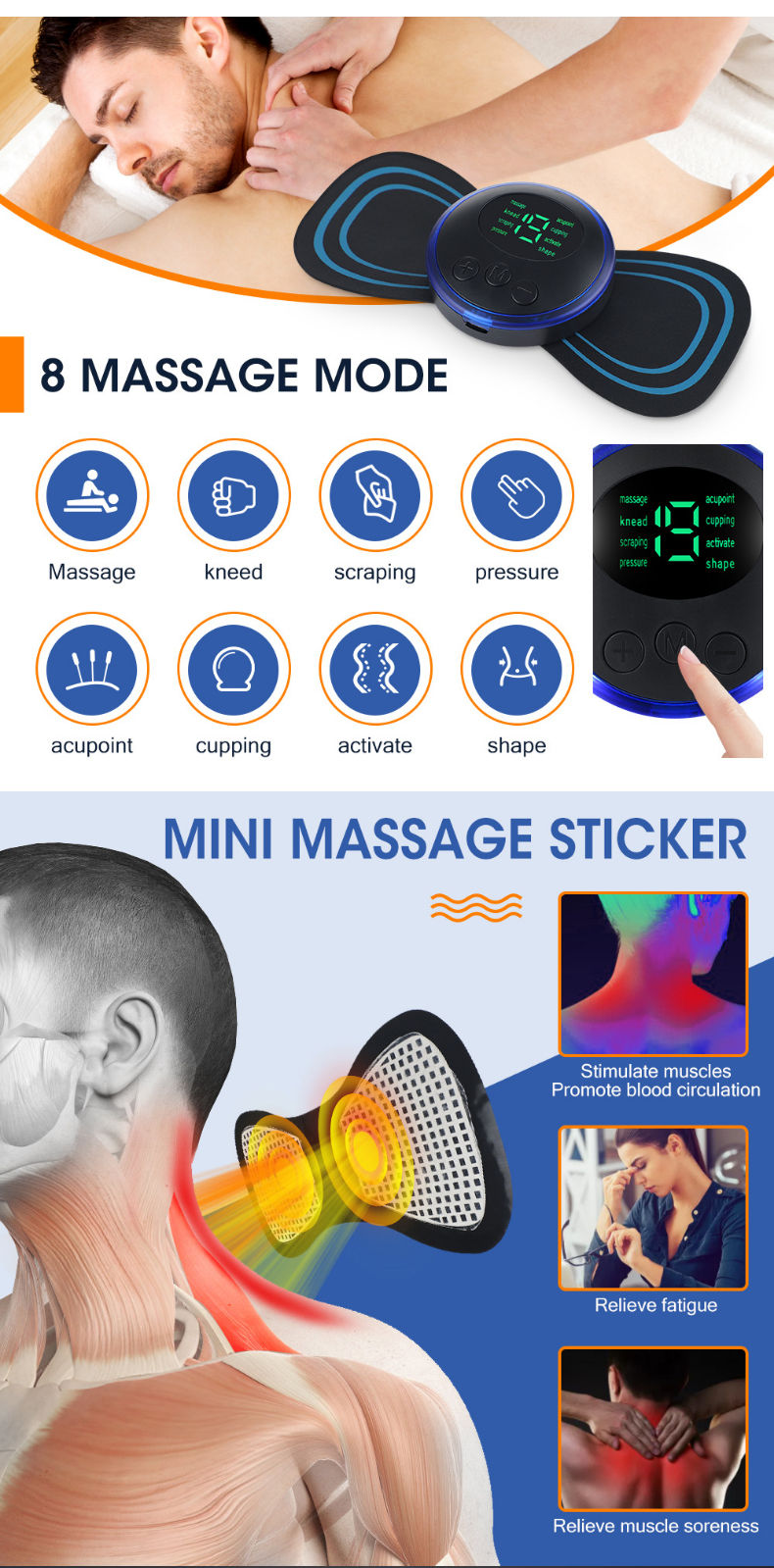 Picture of Massage Sticker for Neck and Lower Back | MNK SHOP (Black)