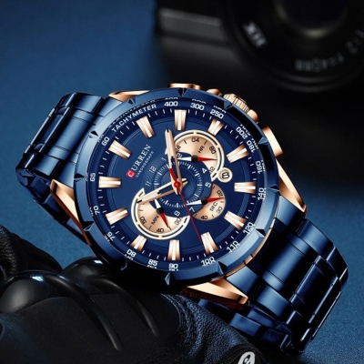 Picture of CURREN 8363 Original Watch for Men – Rose Gold Blue