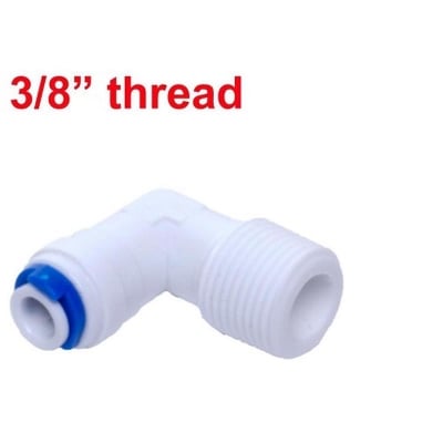 Picture of RO Pump 1/4 Male Elbow Connector 1/4-3/8 Thread for RO Water Filter Purifiers 1/4 Tube (White, Standard Size) - 2 Pieces