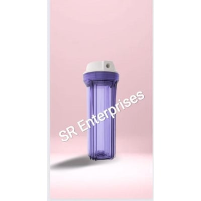 Picture of 10" Clear Housing with White Flat Cap For RO & Filtration Systems, 1/4" Ports - Clear