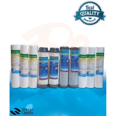 Picture of Full Package of Green Touch UDF, CTO, PP Filter Cartridge For 1 Year. - White