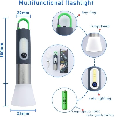 Picture of Digital Thunder XST-836 Multipurpose Rechargeable LED Torch with Dome Cover - Multicolor