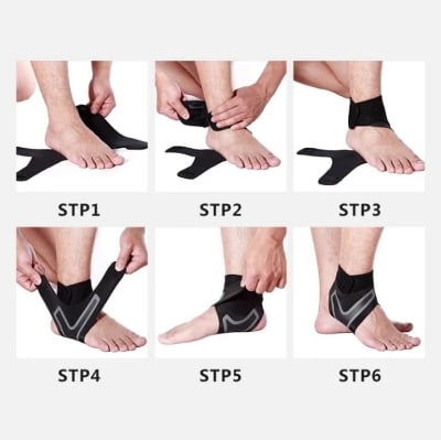 Picture of Breathable Elastic Foot Support Wrap for Pain Relief & Joint Stability - Black