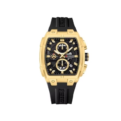 Picture of CURREN 8488 Chronograph Silicone Wristwatch Watch For Men- Golden Black
