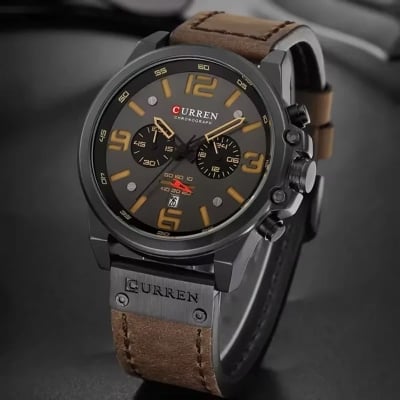 Picture of Orginal Curren 8314 Leather Wrist Watch For Men – Black-Brown