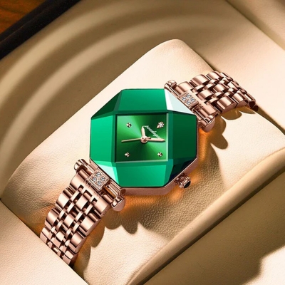 Picture of Poedagar 1005 Watch For Men-Rose Gold Green