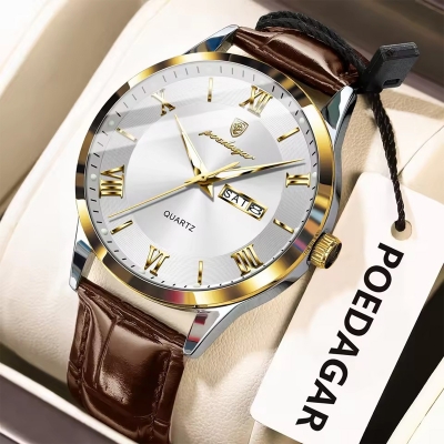 Picture of Poedagar 978 Watch For Men-Brown White