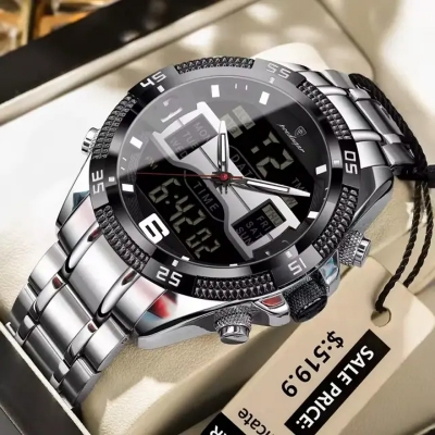 Picture of Poedagar103 Orginal Watch For Men-Silver Black