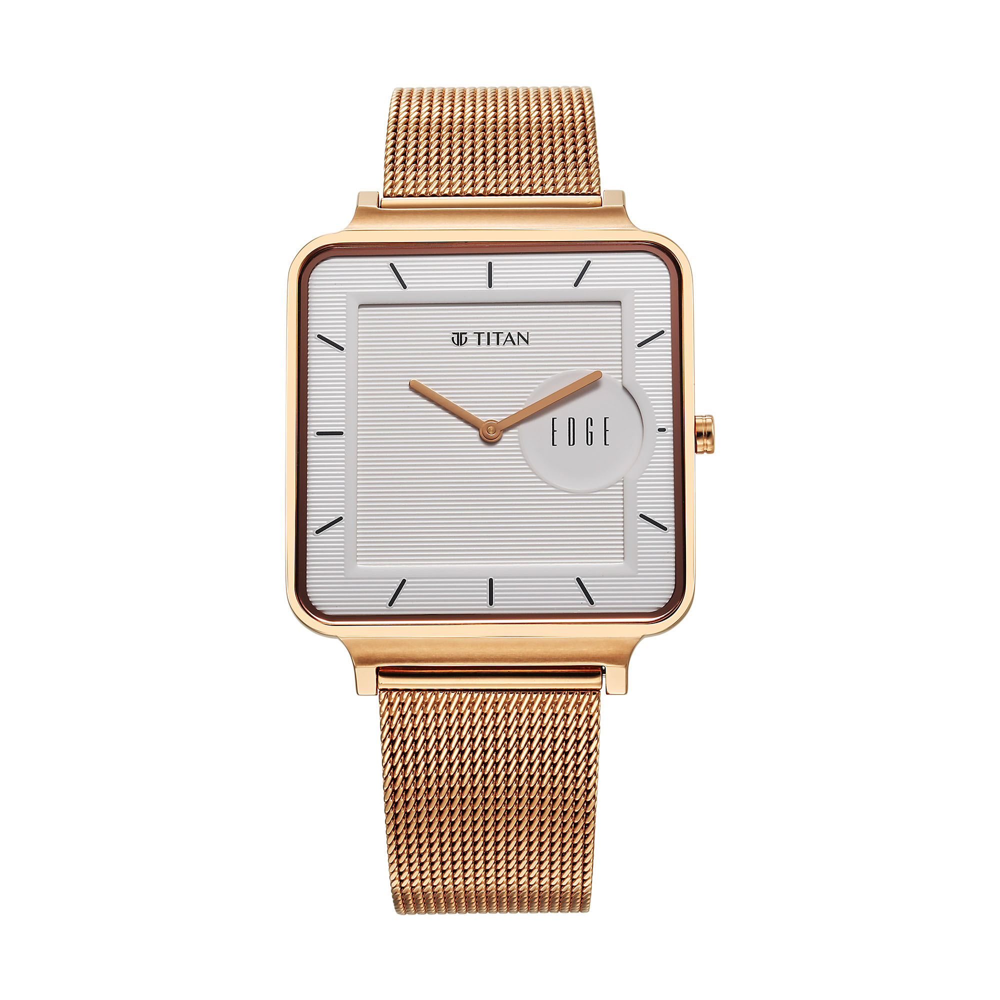 Picture of Titan Edge Quad Quartz Analog White Dial With Rose Gold Stainless Steel Strap Watch For Men