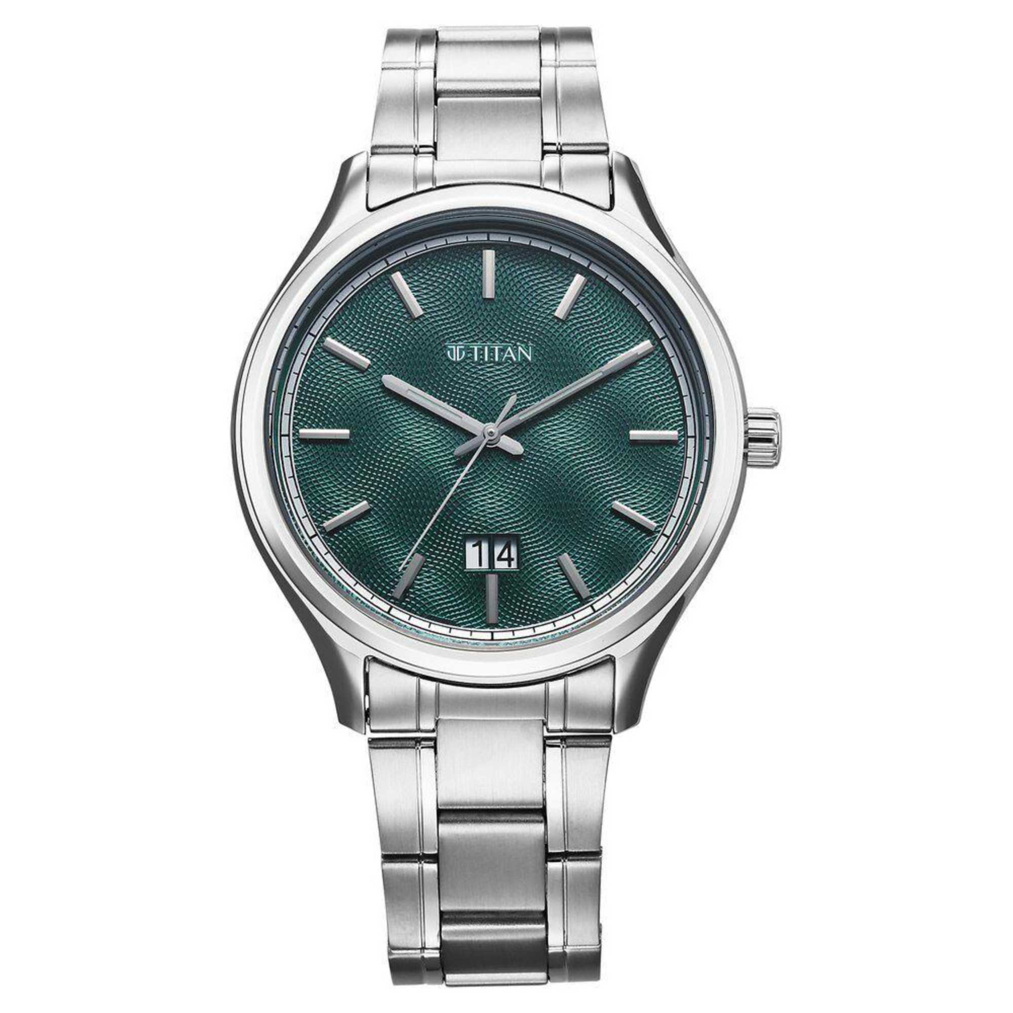 Picture of Titan Palette Of Time Quartz Analog with Date Green Dial Stainless Steel Strap Watch For Men