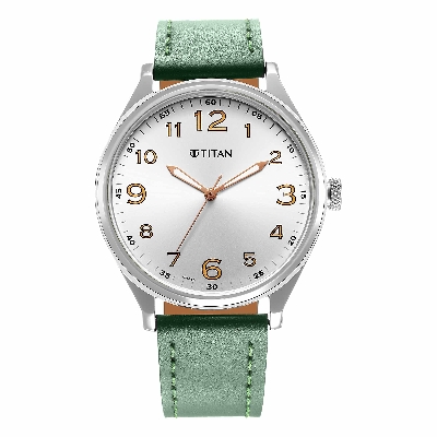 Picture of Urban Silver White Dial Leather Strap Watch