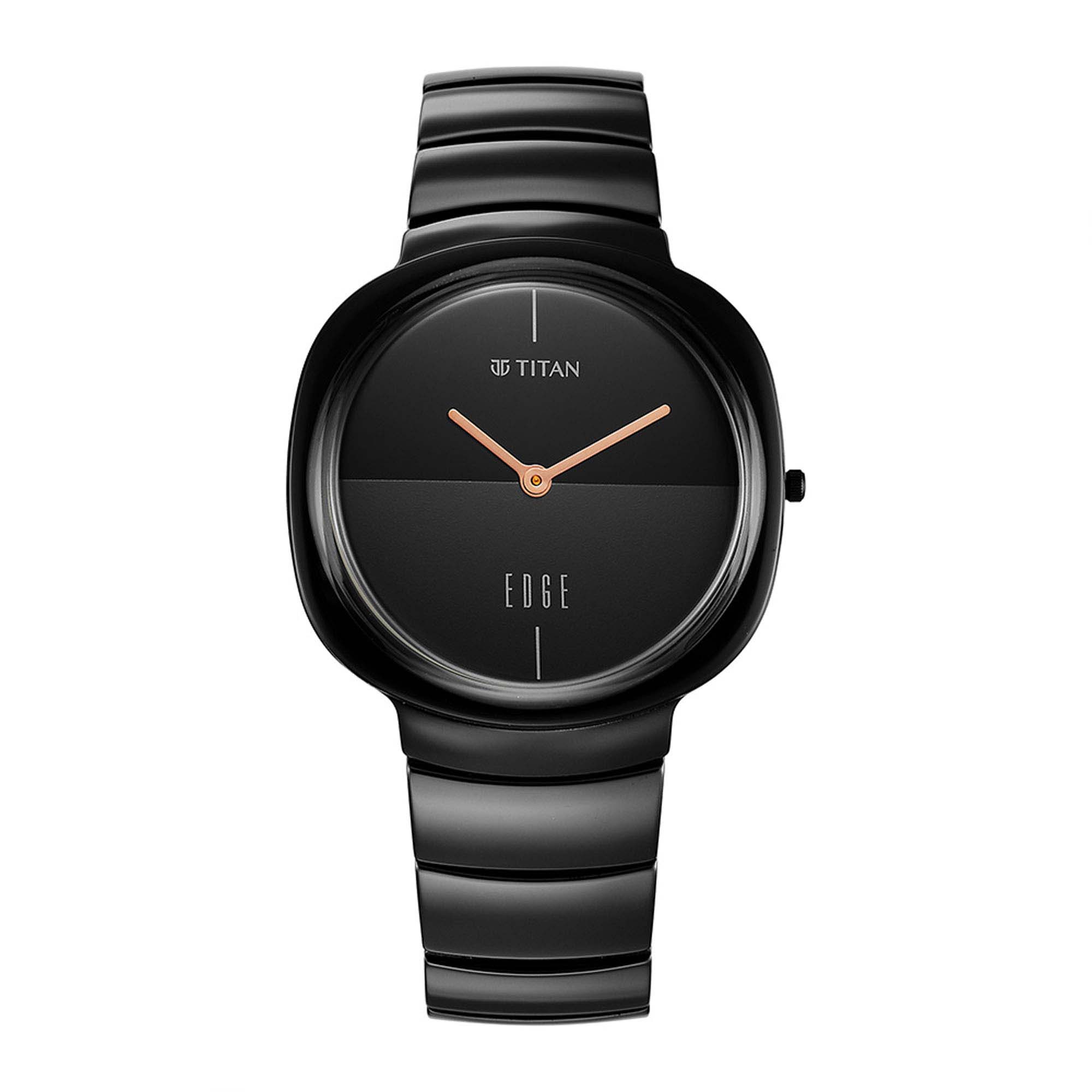 Picture of Edge Squircle Black Dial Ceramic Strap Watch