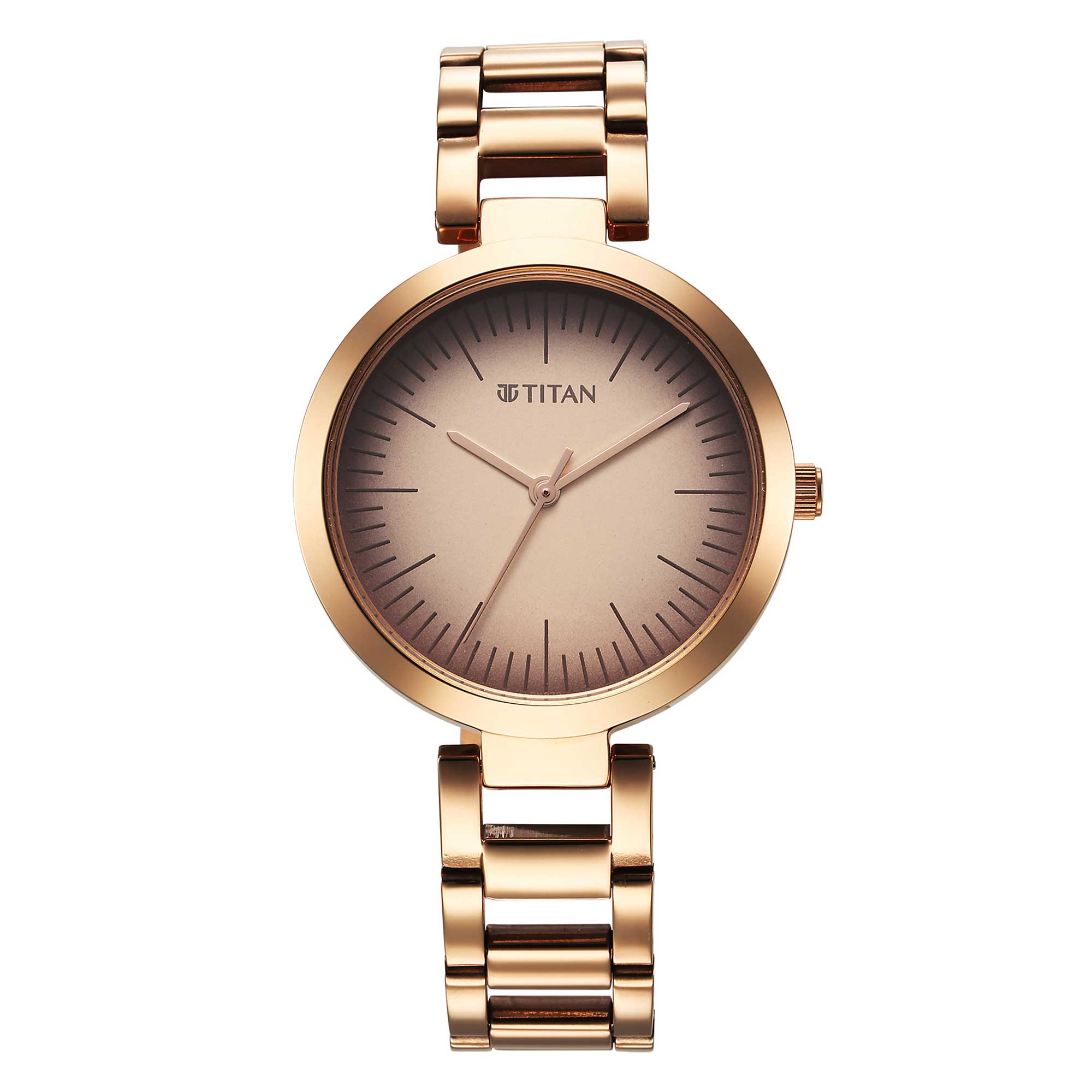Picture of Titan Workwear Quartz Analog Beige Dial Rose Gold Stainless Steel Strap Watch for Women