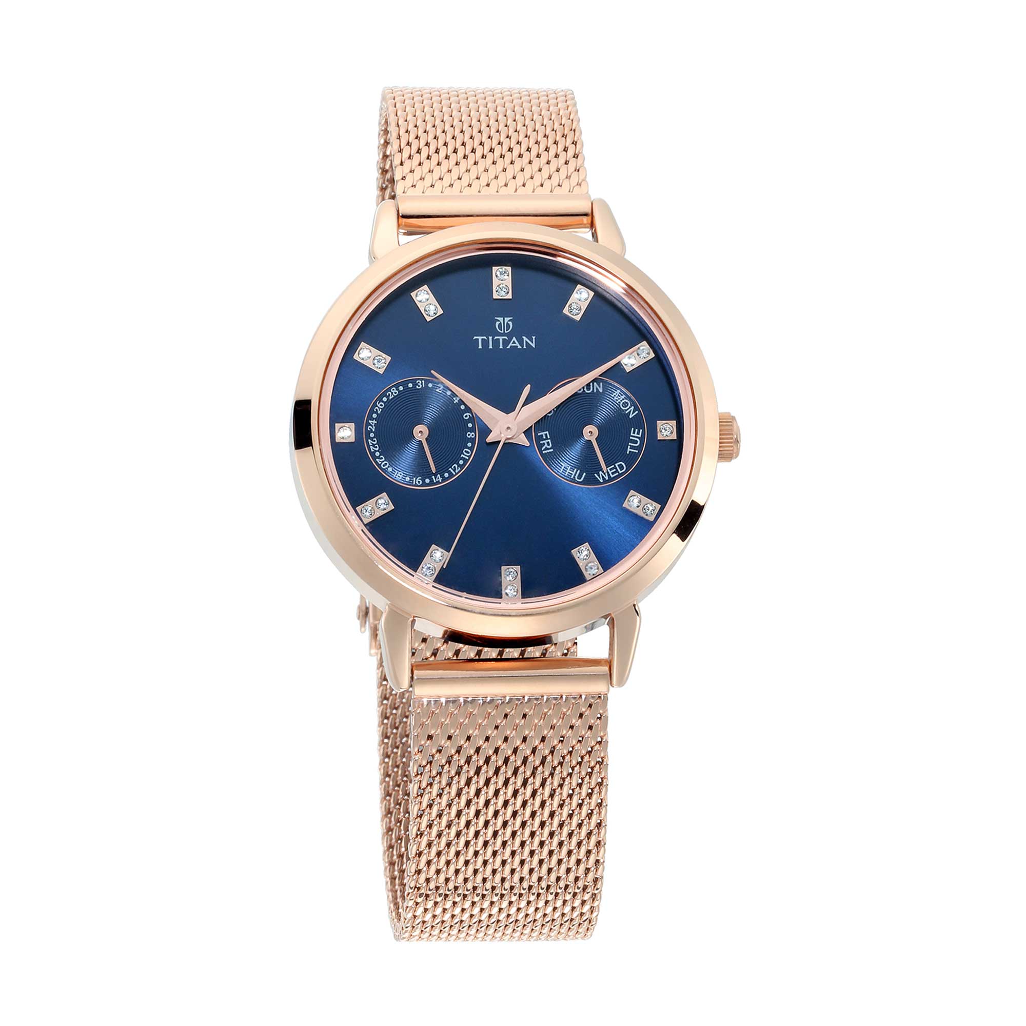 Picture of Titan Sparkle Blue Dial Analog Multi Function Watch for Women