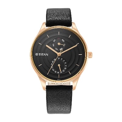 Picture of Neo Workdays Black Dial Leather Strap Watch