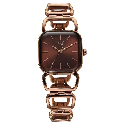 Picture of Titan Raga Ascend Quartz Analog Brown Dial With Brown Color Metal Strap Watch For Women