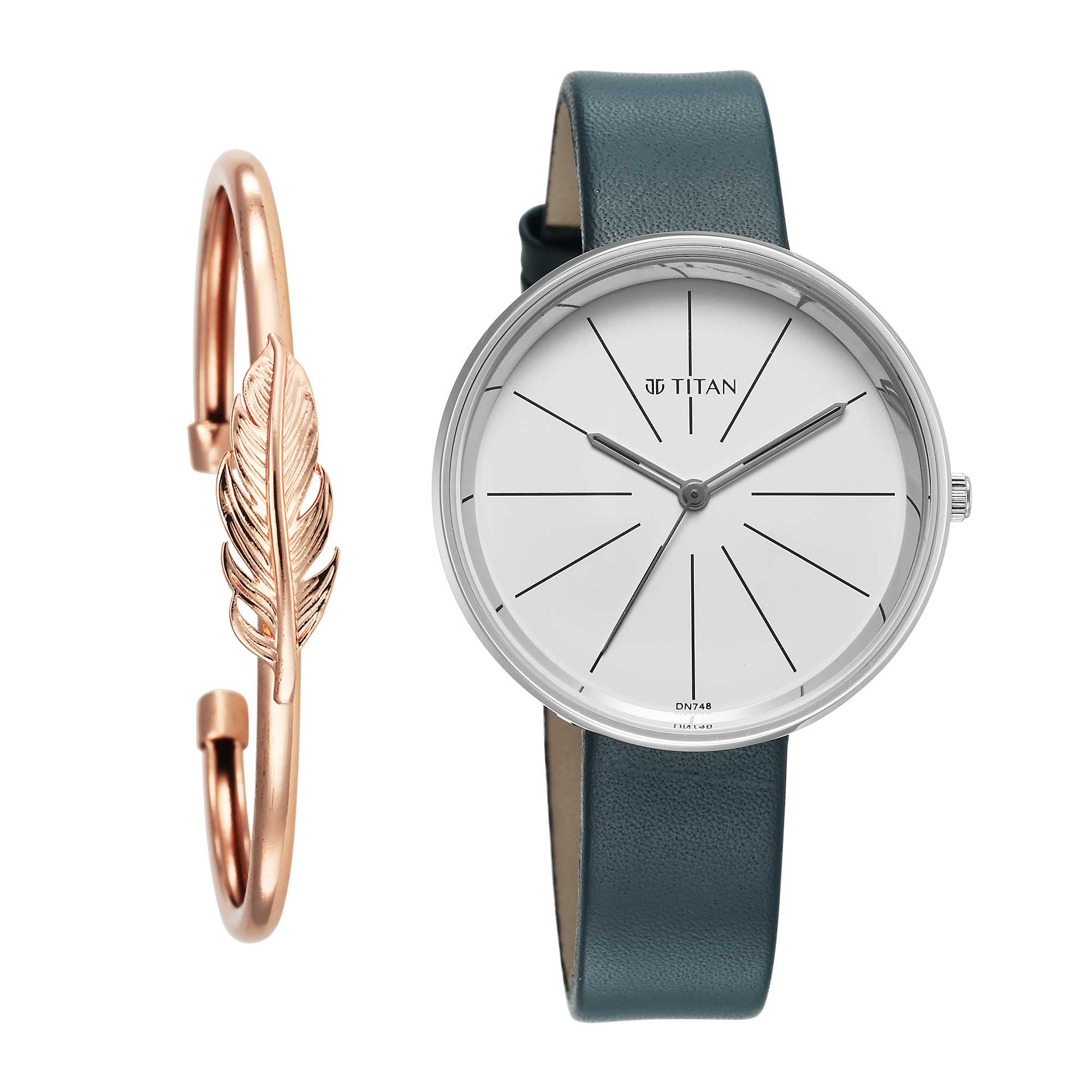 Picture of Titan Stackables Quartz Analog White Dial Leather Strap Watch For Women
