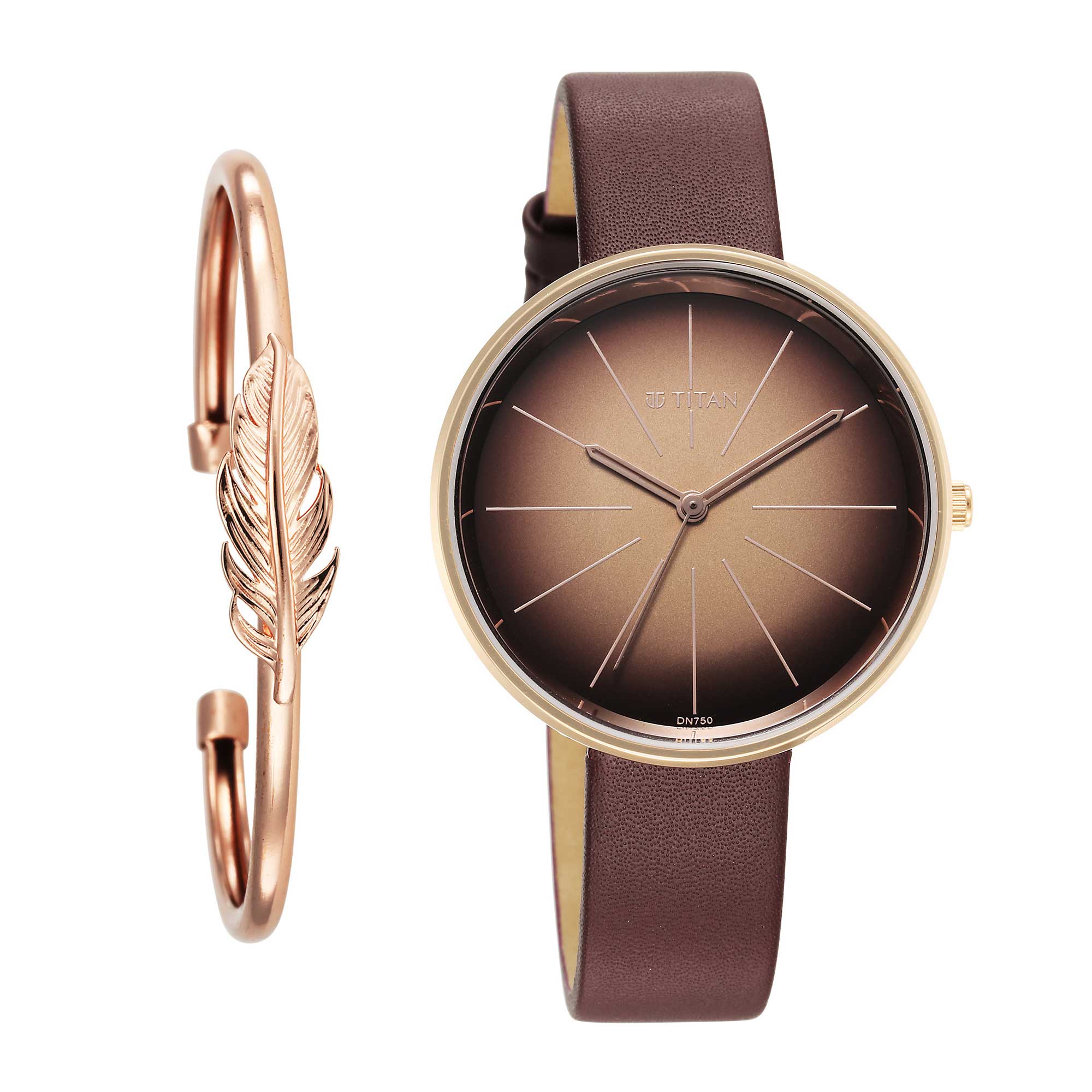 Picture of Titan Stackables Quartz Analog Brown Dial Leather Strap Watch For Women