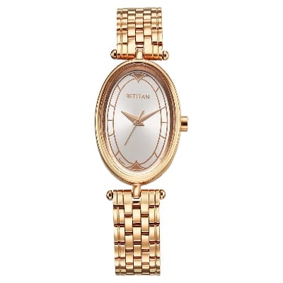 Picture of Titan Karishma Quartz Analog Silver Dial Rose Gold Stainless Steel Strap Watch For Women