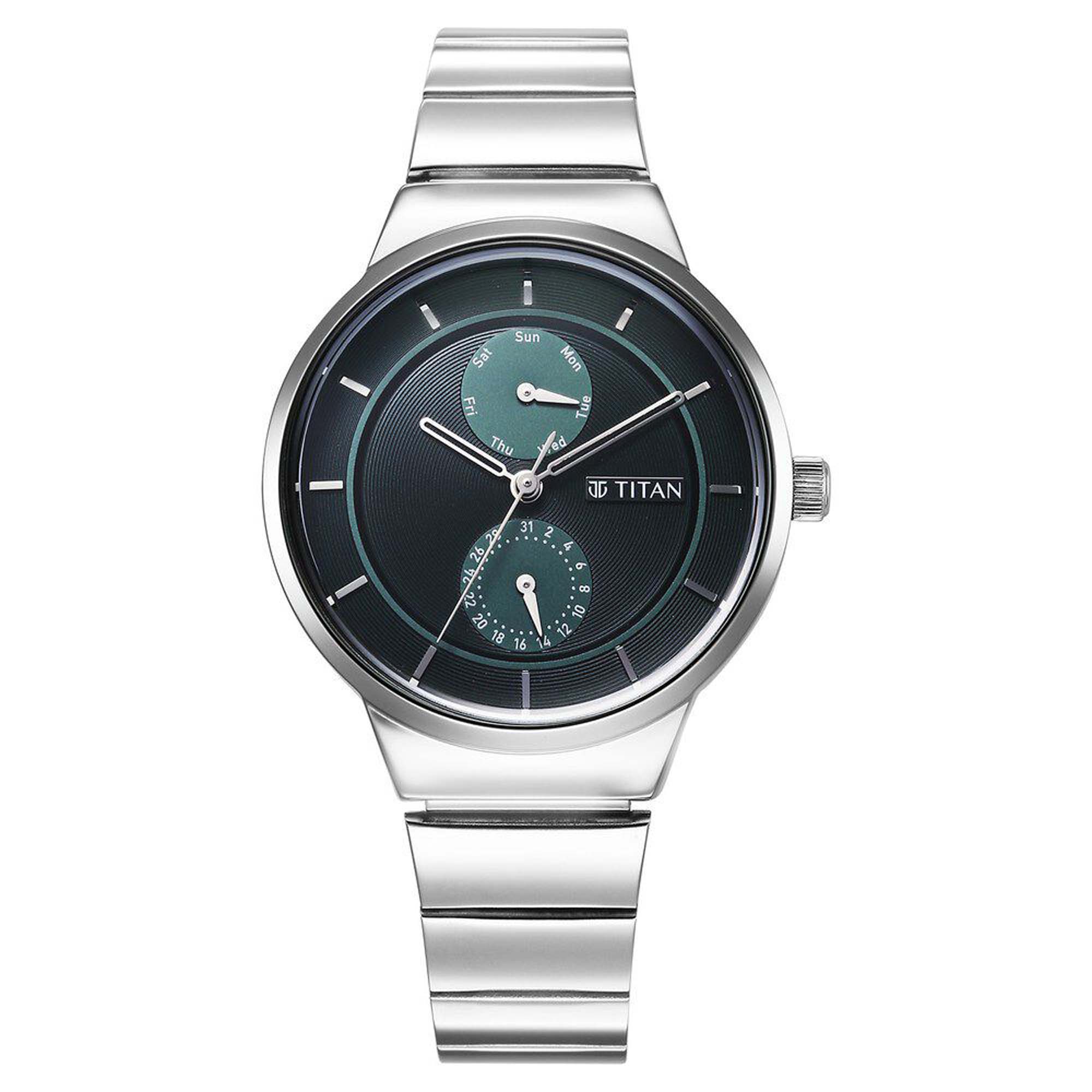 Picture of Titan Neo Multifunction Green Dial Silver Color Stainless Steel Strap Watch For Women