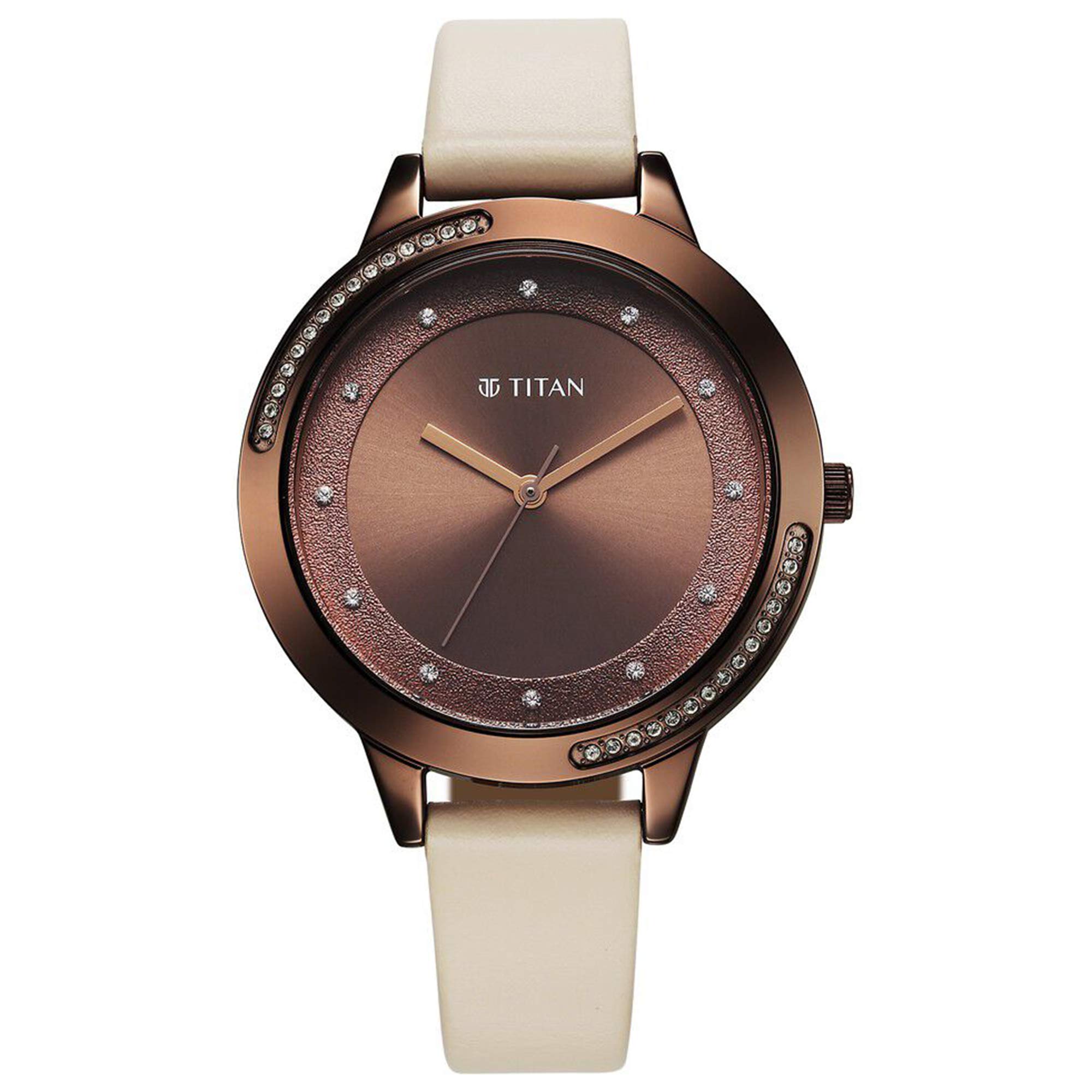 Picture of Titan Razzle Dazzle Quartz Analog Brown Dial Leather Strap Watch For Women