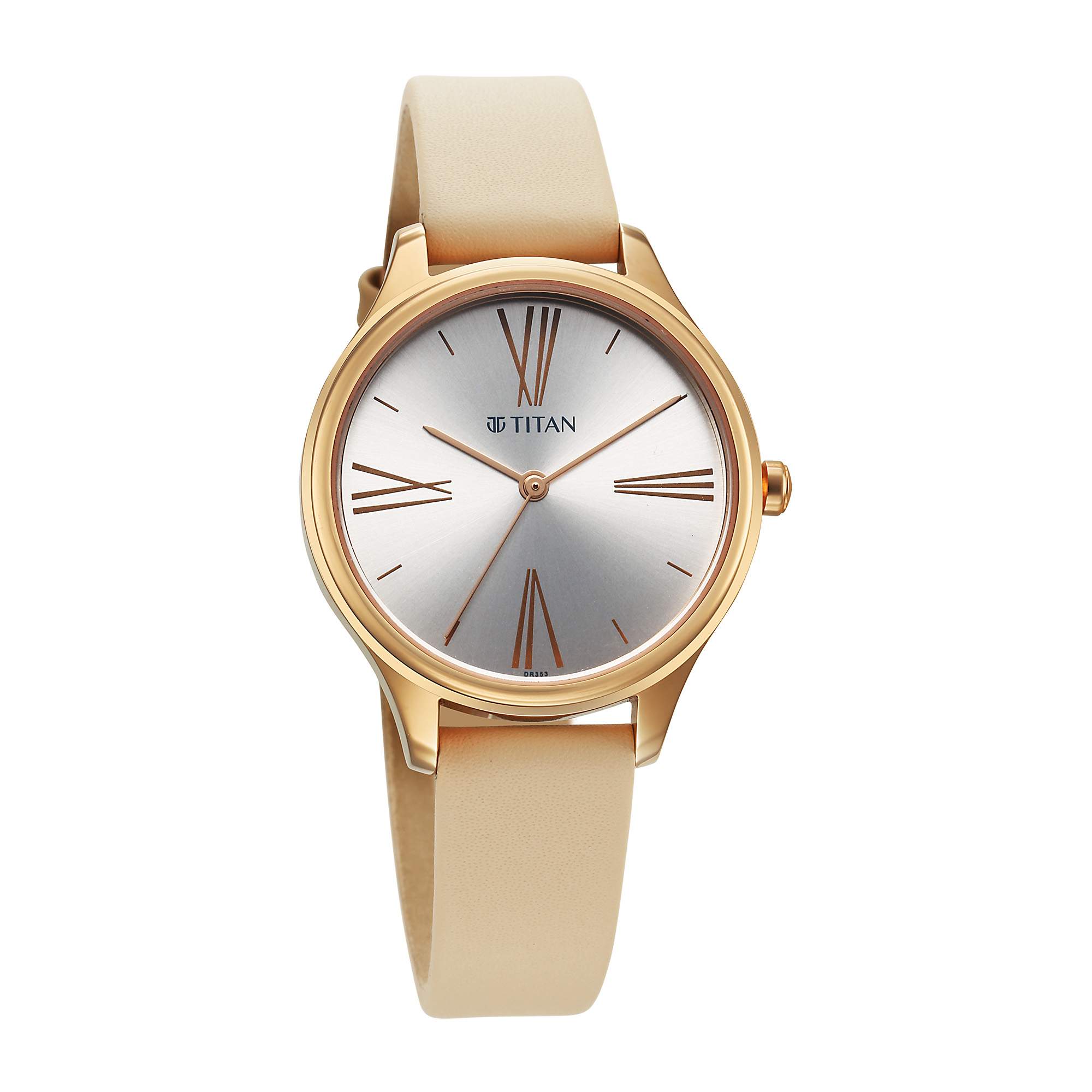 Picture of Titan Neo Quartz Analog Silver Dial Beige Leather Strap Watch For Women