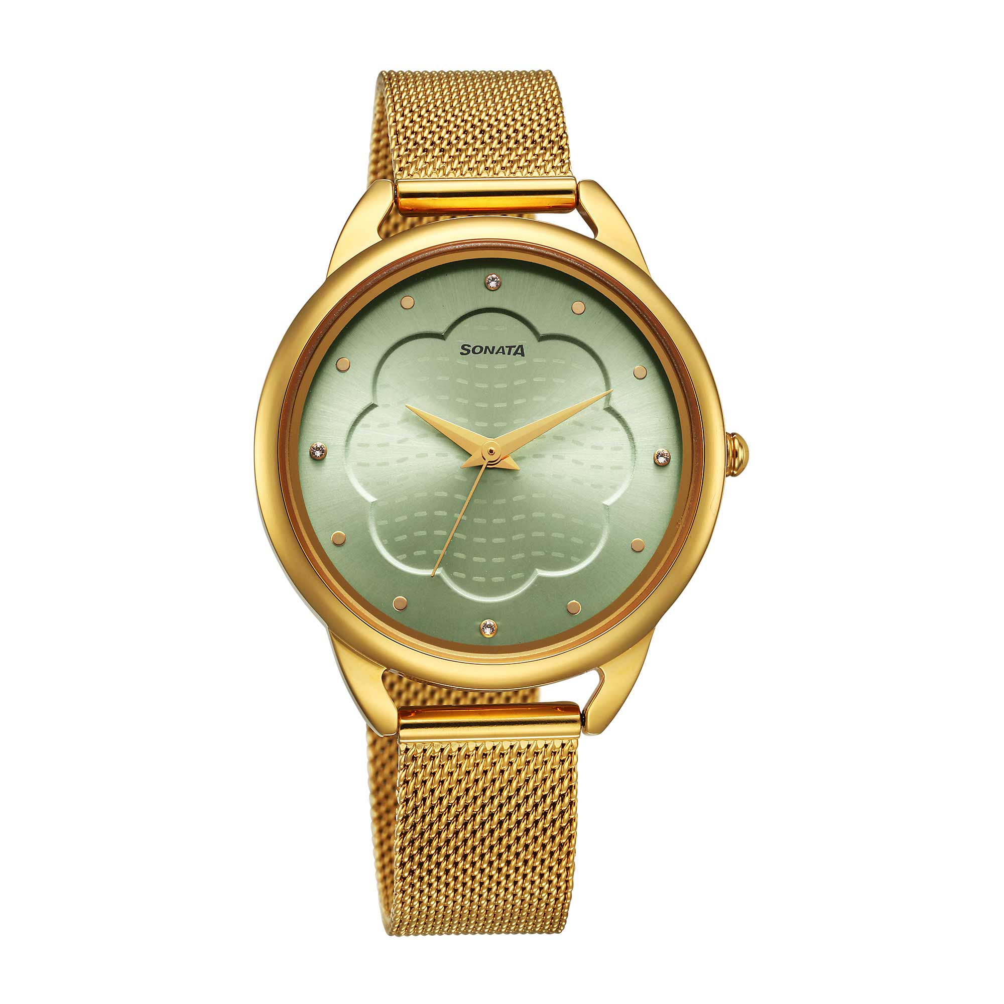 Picture of Sonata Wedding Quartz Analog Rose Gold Dial Stainless Steel Strap Watch for Women
