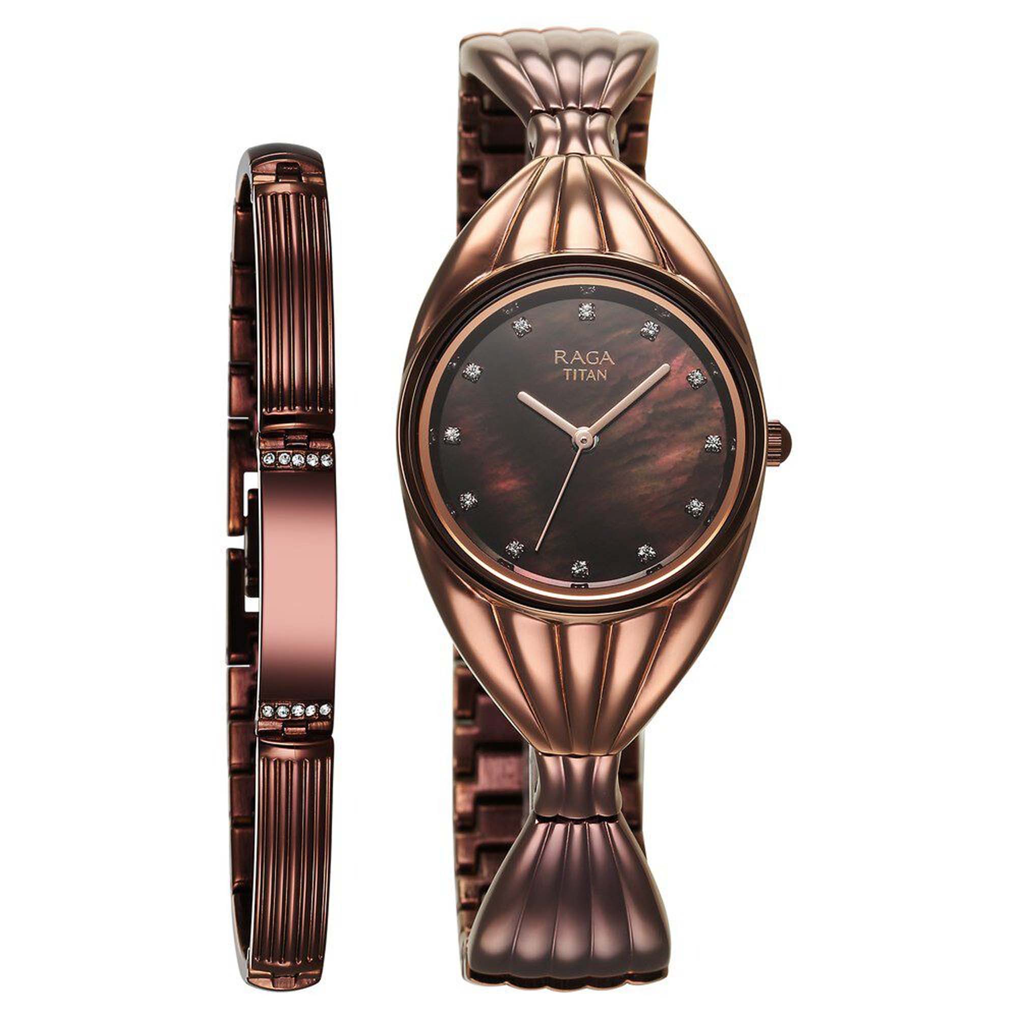 Picture of Titan Raga Memoirs Quartz Analog Mother Of Pearl Dial With Brown Metal Strap Watch For Women